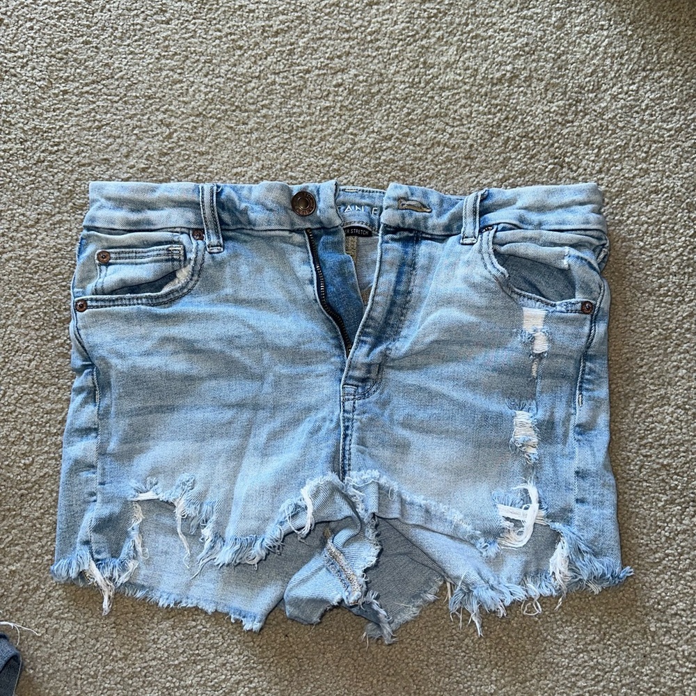 Distressed Light Blue Denim Shorts